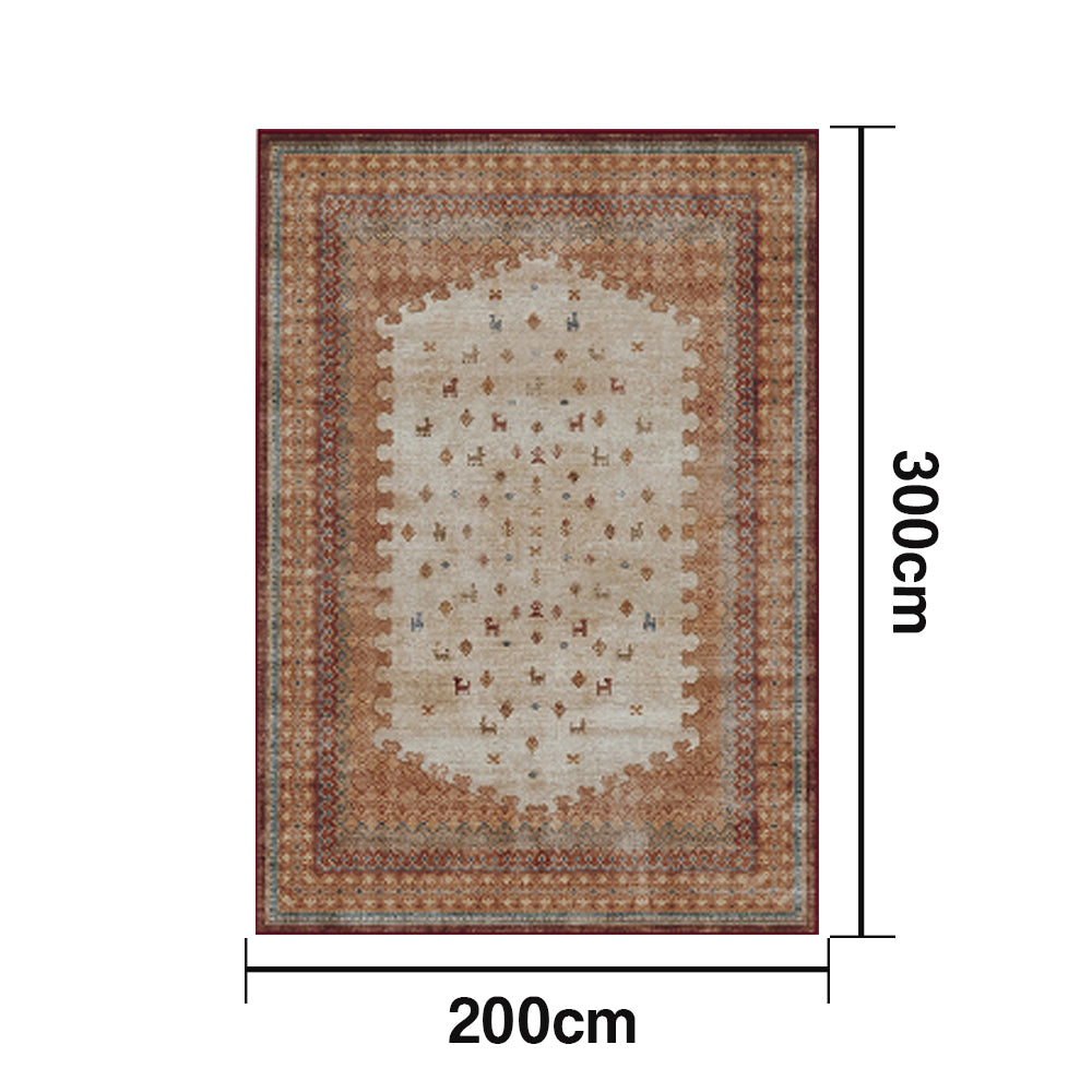 LIVARA 160/200cm Gabbeh Vintage Loop-Pile Rug - Non-Slip Eco Cotton-Latex Backing - Waterproof, Stain-Resistant, Soft & Durable - Brown Multi-Color