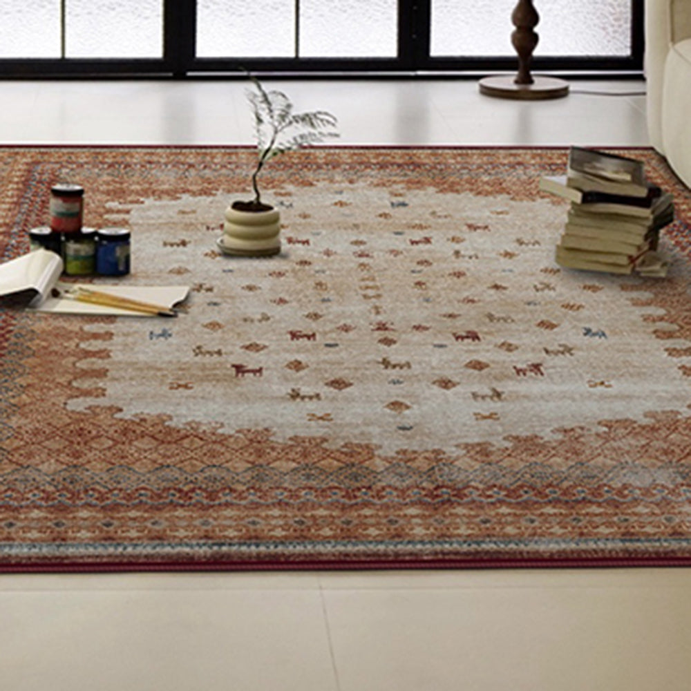 LIVARA 160/200cm Gabbeh Vintage Loop-Pile Rug - Non-Slip Eco Cotton-Latex Backing - Waterproof, Stain-Resistant, Soft & Durable - Brown Multi-Color