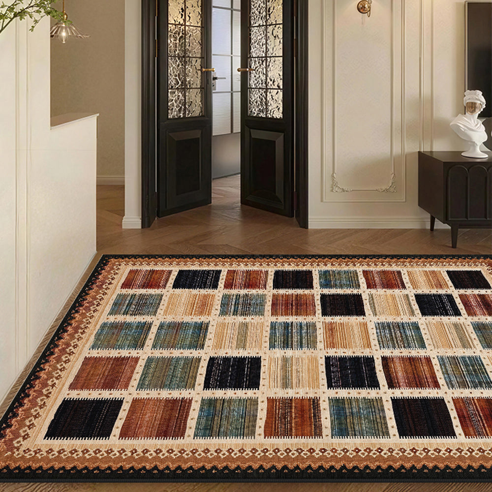 LIVARA 160/200cm Gabbeh Checkered Loop-Pile Rug - Non-Slip Eco Cotton-Latex Backing - Waterproof, Stain-Resistant, Soft & Durable