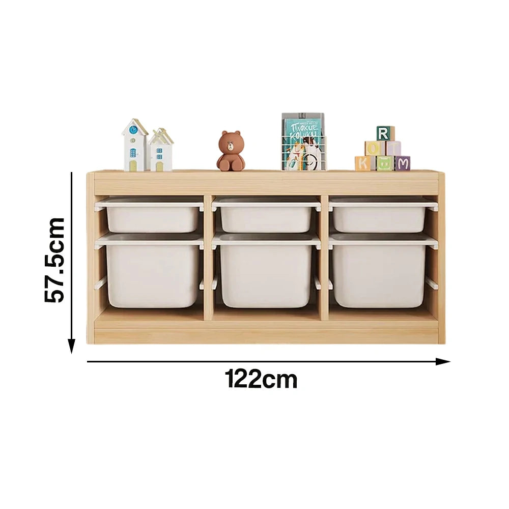 LIVARA Solid Wood Toy Storage Cabinet - Child-Safe Pull-Out Bins, Space-Saving Design, Eco-Friendly Kids Storage Unit - Natural Wood