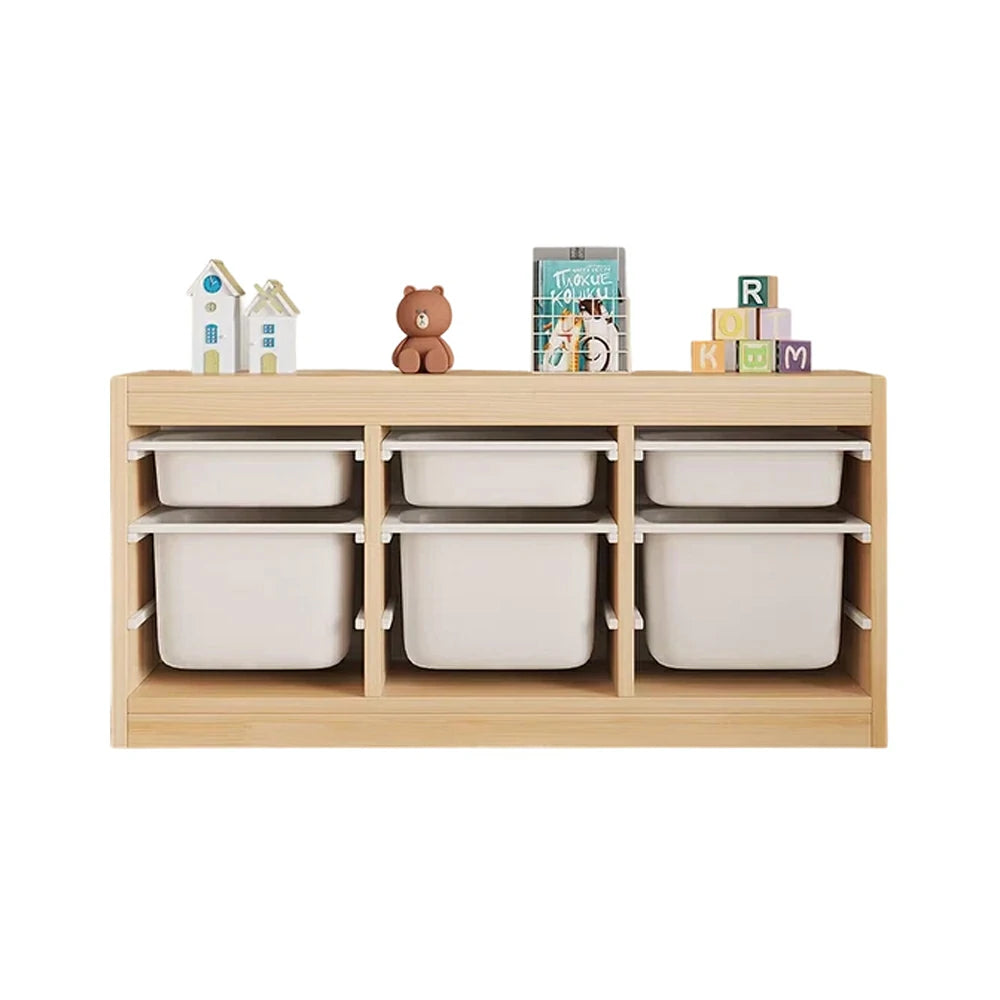 LIVARA Solid Wood Toy Storage Cabinet - Child-Safe Pull-Out Bins, Space-Saving Design, Eco-Friendly Kids Storage Unit - Natural Wood