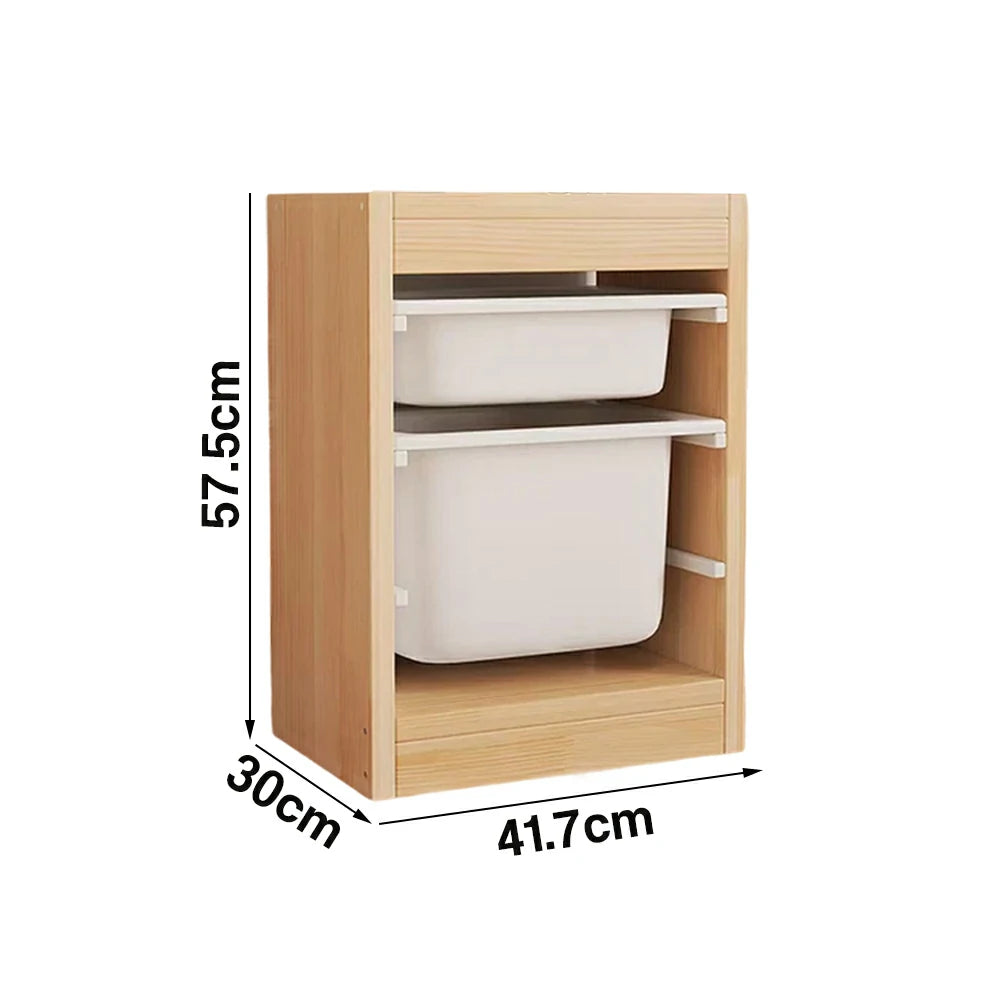 LIVARA Solid Wood Toy Storage Cabinet - Child-Safe Pull-Out Bins, Space-Saving Design, Eco-Friendly Kids Storage Unit - Natural Wood