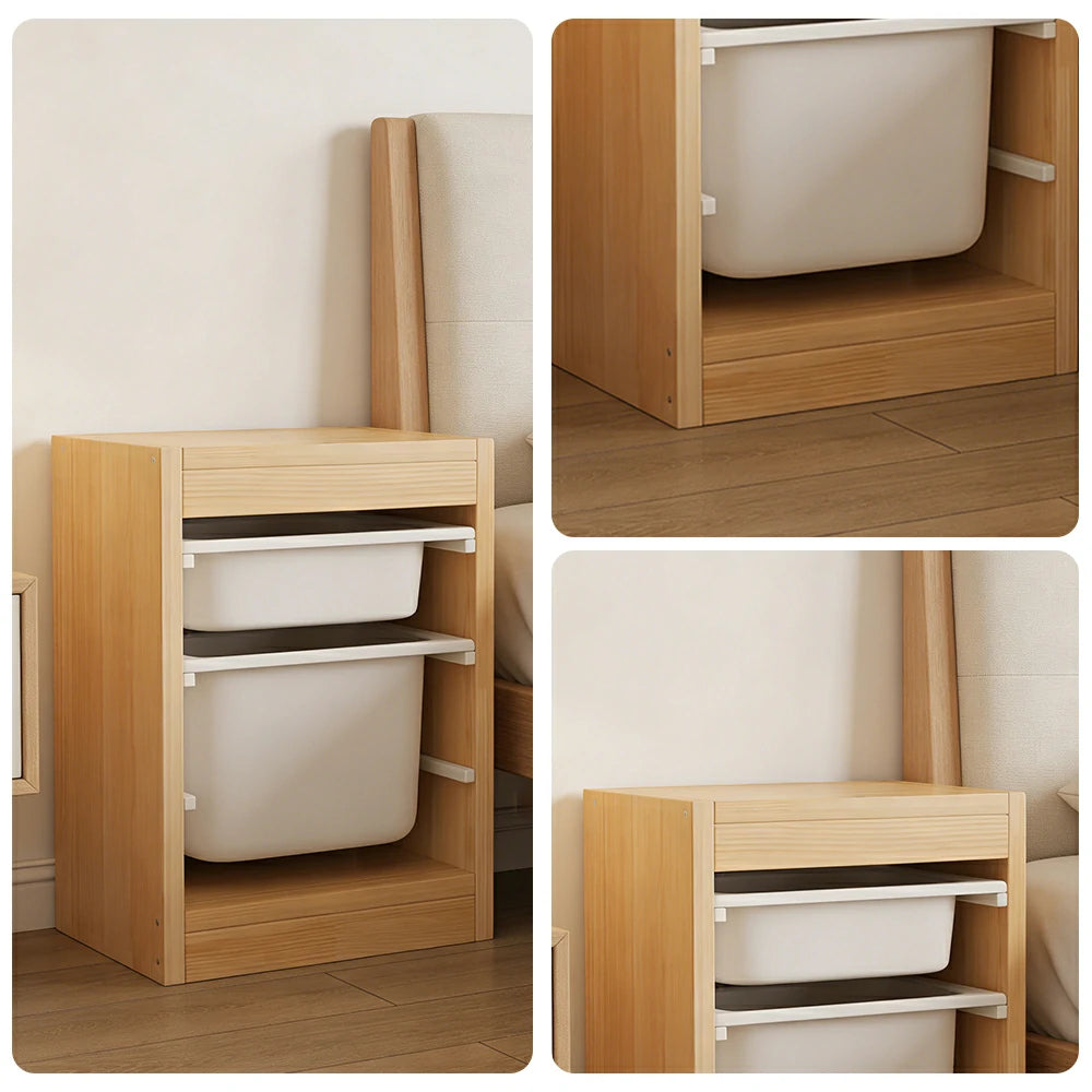 LIVARA Solid Wood Toy Storage Cabinet - Child-Safe Pull-Out Bins, Space-Saving Design, Eco-Friendly Kids Storage Unit - Natural Wood