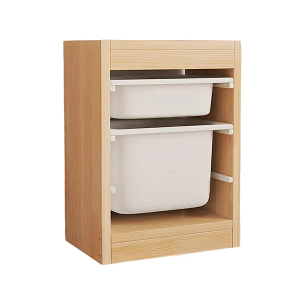 LIVARA Solid Wood Toy Storage Cabinet - Child-Safe Pull-Out Bins, Space-Saving Design, Eco-Friendly Kids Storage Unit - Natural Wood