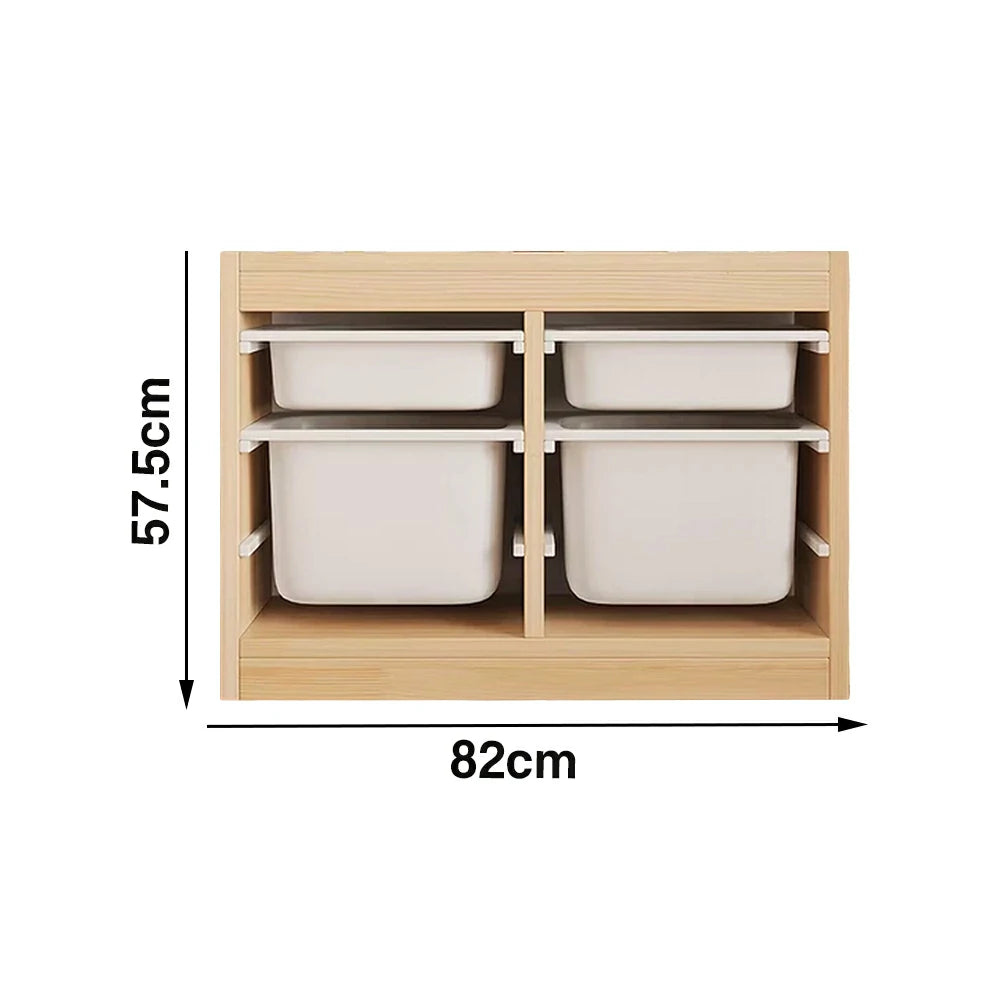 LIVARA Solid Wood Toy Storage Cabinet - Child-Safe Pull-Out Bins, Space-Saving Design, Eco-Friendly Kids Storage Unit - Natural Wood