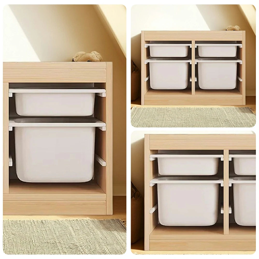 LIVARA Solid Wood Toy Storage Cabinet - Child-Safe Pull-Out Bins, Space-Saving Design, Eco-Friendly Kids Storage Unit - Natural Wood