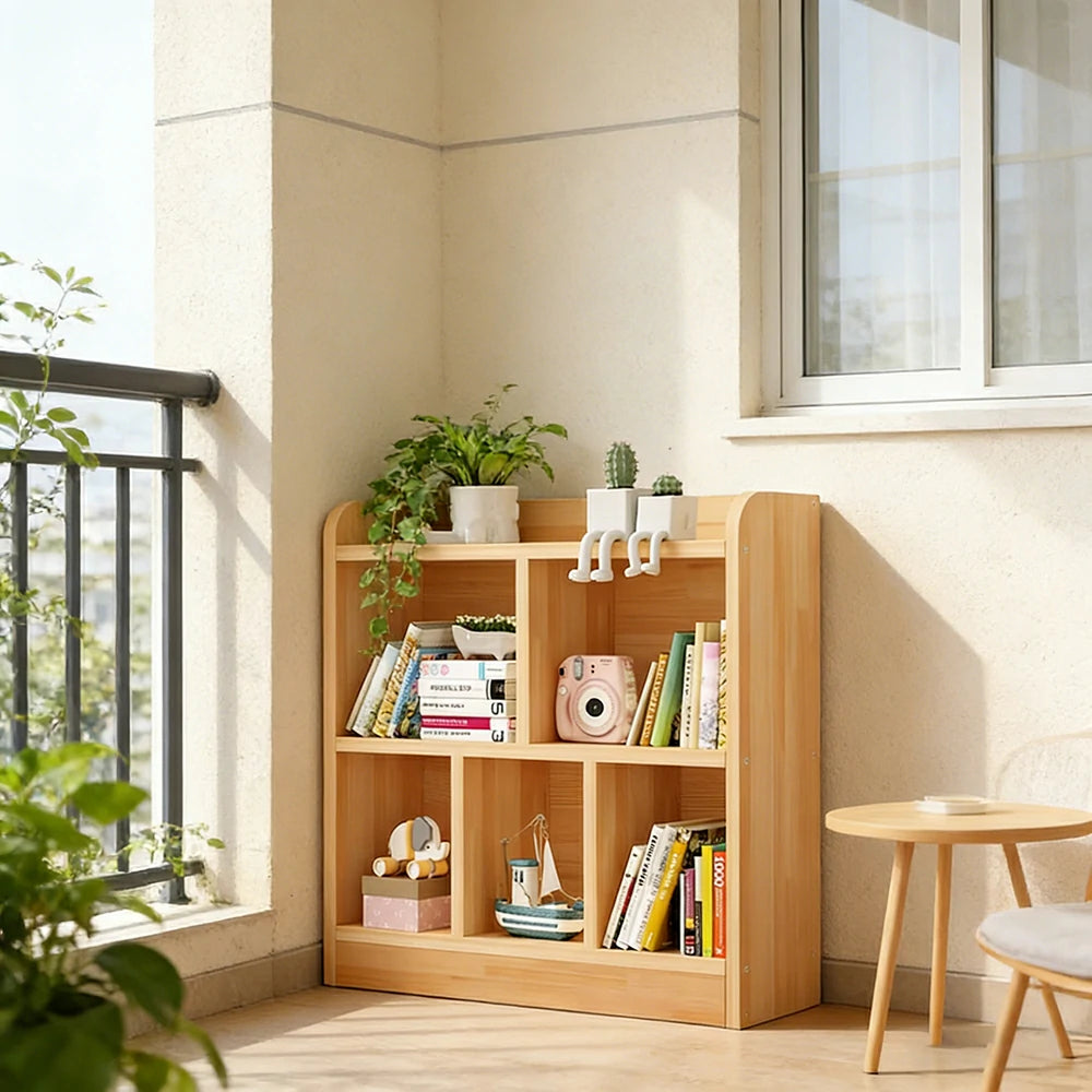LIVARA Solid Wood 2-Tier Toy Storage Cabinet 60/80cm - Child-Safe Rounded Edges, Space-Saving Open Shelves, Eco-Friendly Kids Organiser - Natural Wood