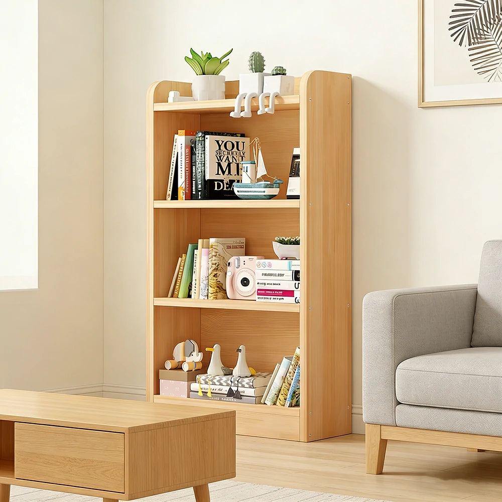 LIVARA Solid Wood 3-Tier Toy Storage Cabinet 60/80cm - Large Capacity Shelves, Child-Safe Rounded Edges, Space-Saving Kids Organiser - Natural Wood