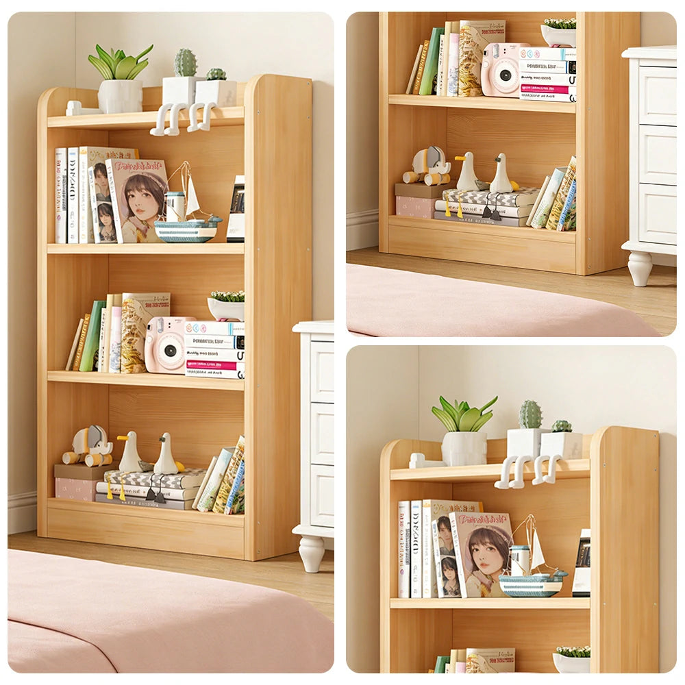LIVARA Solid Wood 3-Tier Toy Storage Cabinet 60/80cm - Large Capacity Shelves, Child-Safe Rounded Edges, Space-Saving Kids Organiser - Natural Wood