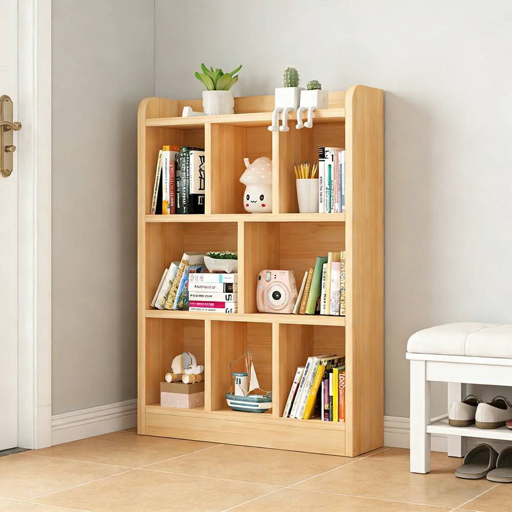 LIVARA Solid Wood 3-Tier Toy Storage Cabinet 60/80cm - Large Capacity Shelves, Child-Safe Rounded Edges, Space-Saving Kids Organiser - Natural Wood