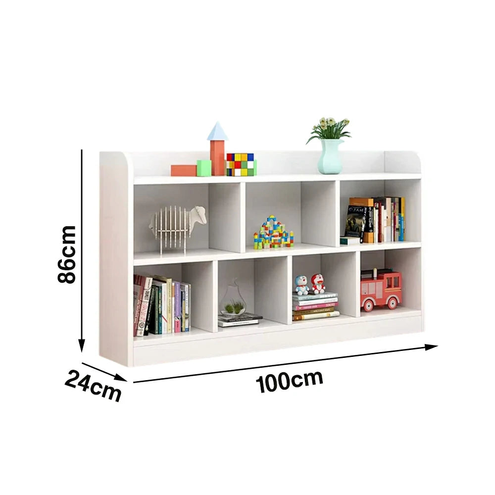 LIVARA Solid Wood 2-Tier Toy Storage Cabinet 80/100cm - Large Open Shelves, Child-Safe Rounded Design, Eco Board Kids Organiser - White