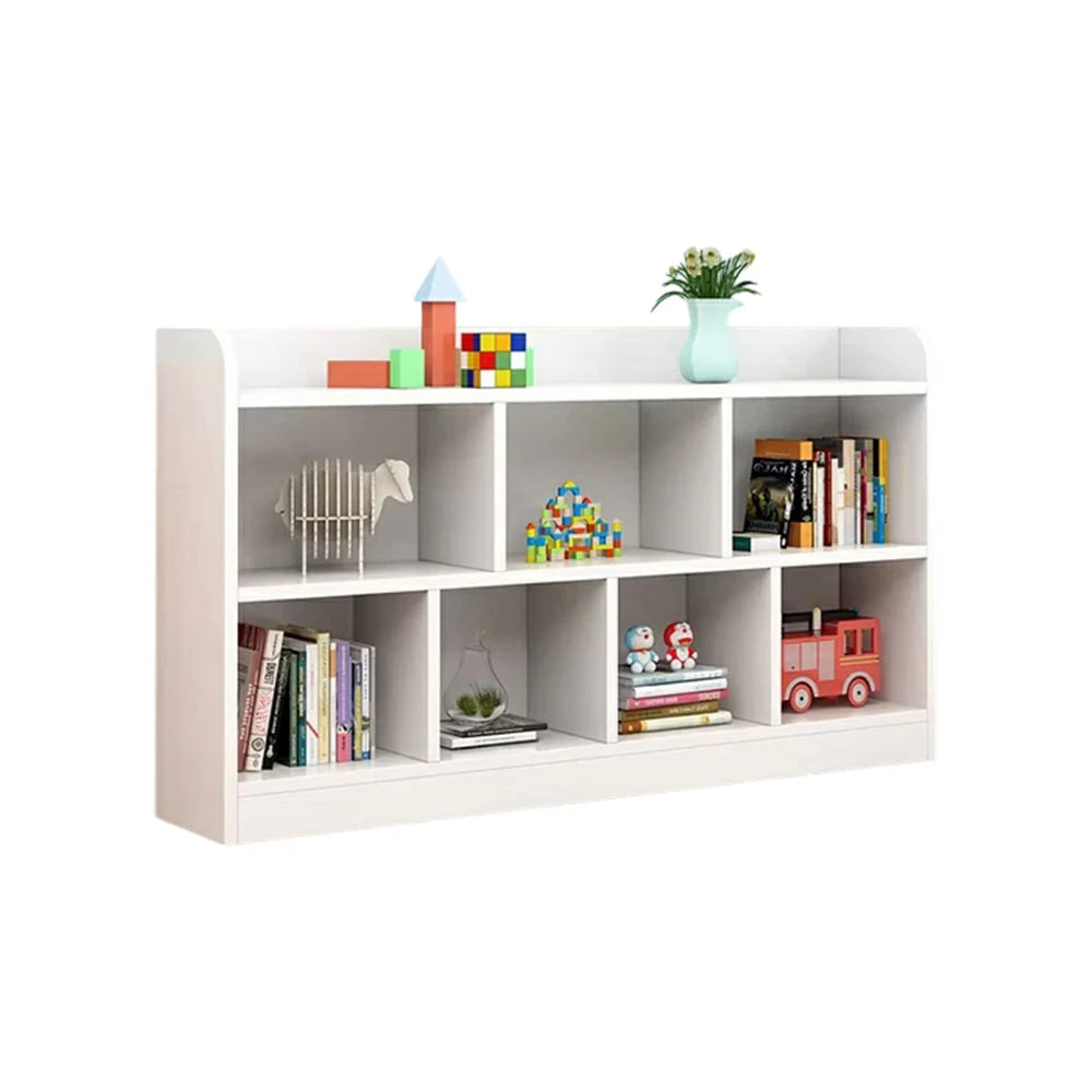 LIVARA Solid Wood 2-Tier Toy Storage Cabinet 80/100cm - Large Open Shelves, Child-Safe Rounded Design, Eco Board Kids Organiser - White