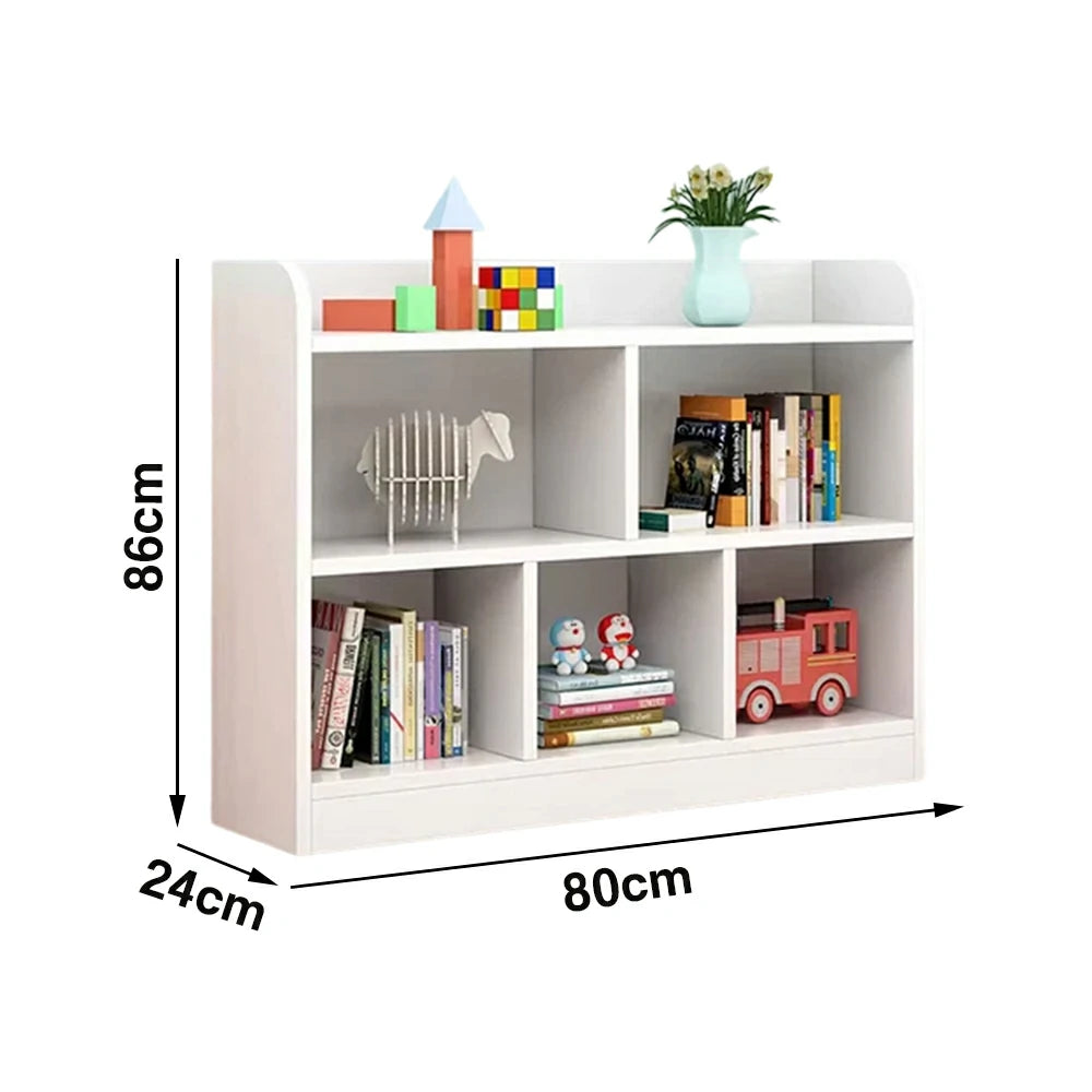 LIVARA Solid Wood 2-Tier Toy Storage Cabinet 80/100cm - Large Open Shelves, Child-Safe Rounded Design, Eco Board Kids Organiser - White