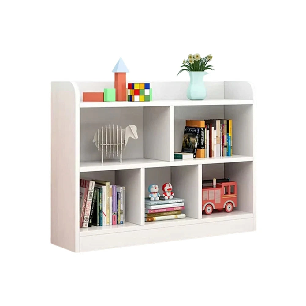 LIVARA Solid Wood 2-Tier Toy Storage Cabinet 80/100cm - Large Open Shelves, Child-Safe Rounded Design, Eco Board Kids Organiser - White