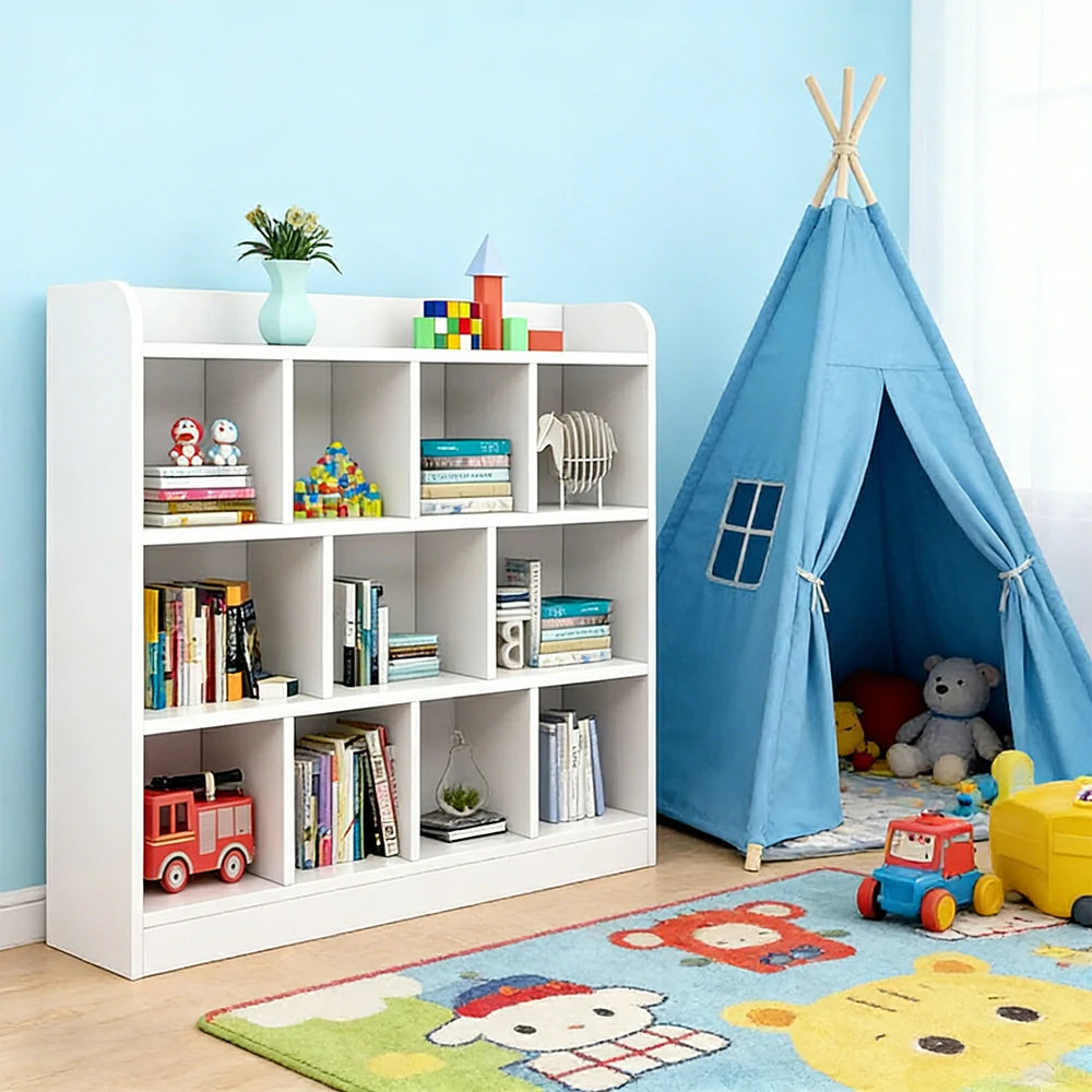 LIVARA Solid Wood 3-Tier Storage Cabinet - Large Capacity Shelving, Eco-Friendly Board, Kids & Home Organiser - Natural Wood