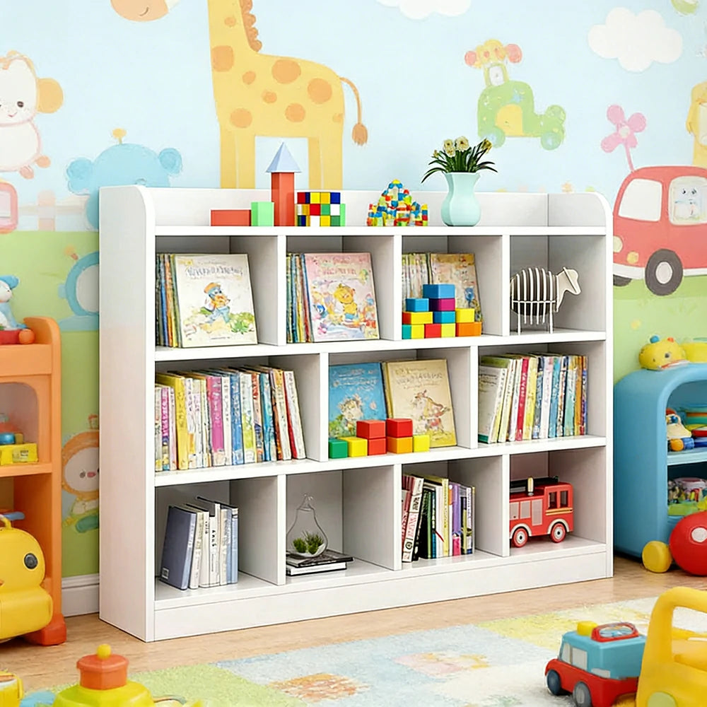 LIVARA Solid Wood 3-Tier Storage Cabinet - Large Capacity Shelving, Eco-Friendly Board, Kids & Home Organiser - Natural Wood