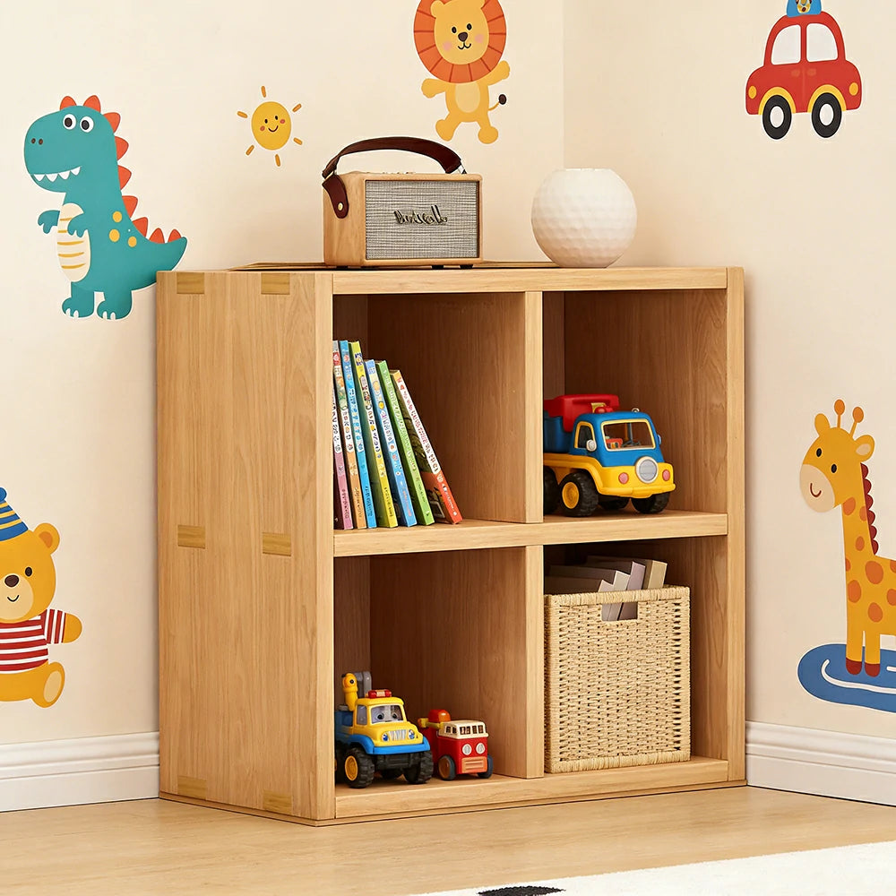 LIVARA Solid Wood 2-Tier Storage Shelf - Compact Open Cubby Design, Space-Saving Home & Kids Organiser - Natural Wood