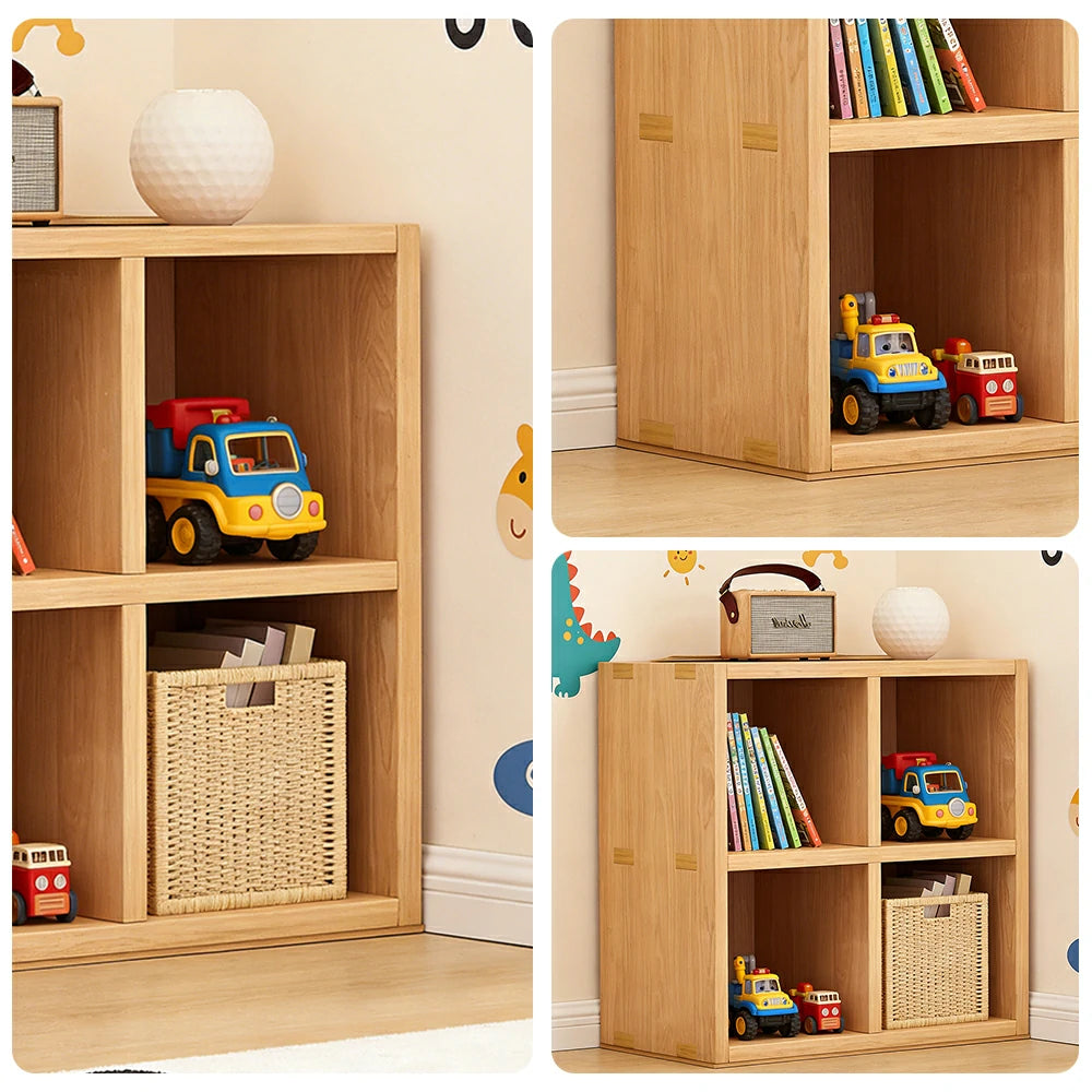 LIVARA Solid Wood 2-Tier Storage Shelf - Compact Open Cubby Design, Space-Saving Home & Kids Organiser - Natural Wood