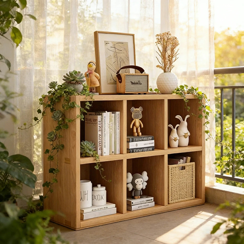 LIVARA Solid Wood 2-Tier Storage Shelf - Compact Open Cubby Design, Space-Saving Home & Kids Organiser - Natural Wood