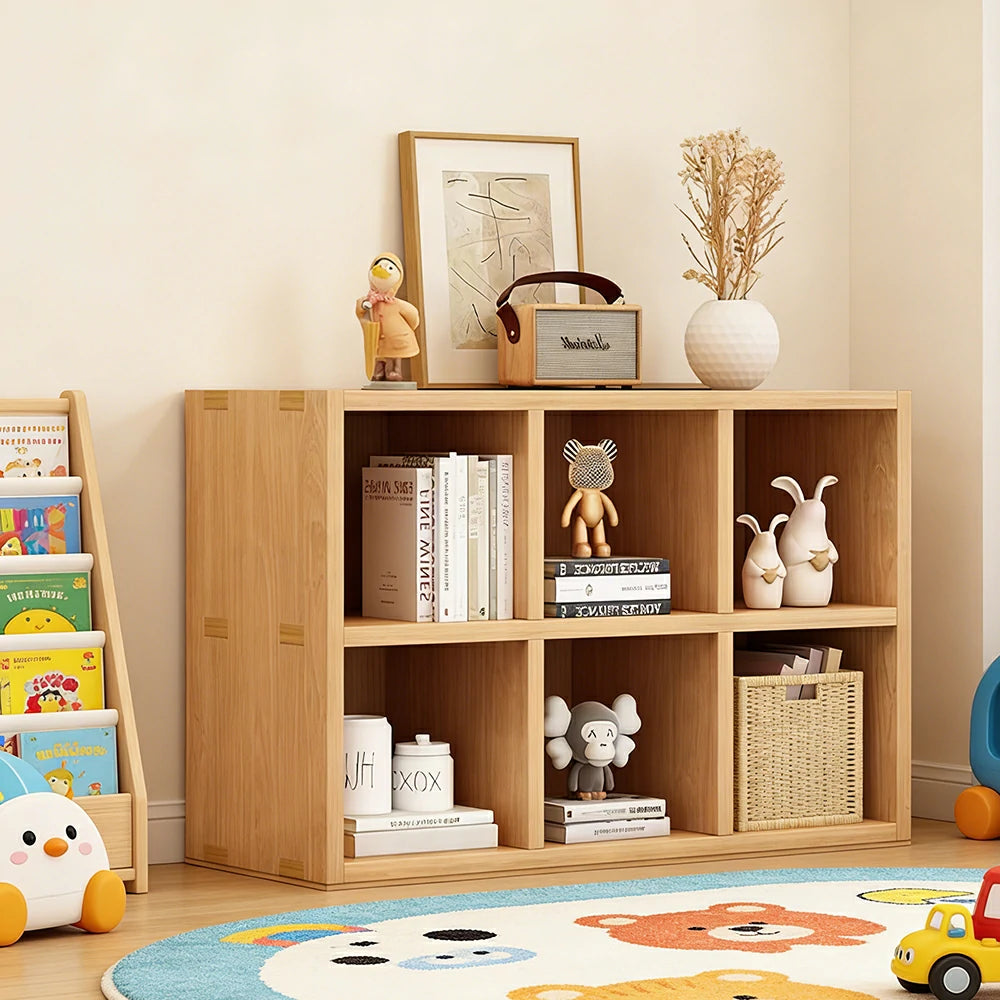 LIVARA Solid Wood 2-Tier Storage Shelf - Compact Open Cubby Design, Space-Saving Home & Kids Organiser - Natural Wood