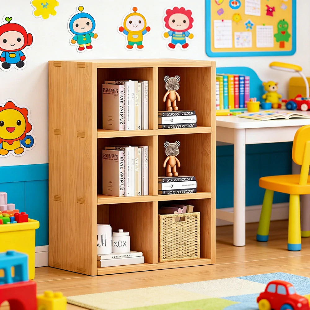 LIVARA Solid Wood 3-Tier Storage Shelf - Large Capacity Open Cubby Design, Space-Saving Home & Kids Organiser - Natural Wood