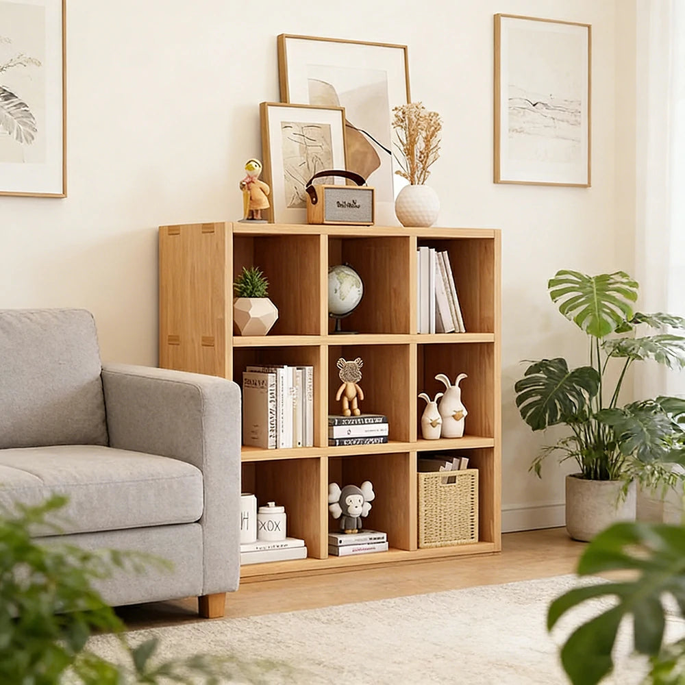 LIVARA Solid Wood 3-Tier Storage Shelf - Large Capacity Open Cubby Design, Space-Saving Home & Kids Organiser - Natural Wood