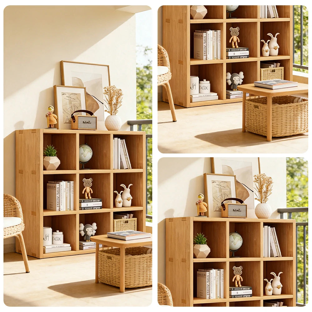 LIVARA Solid Wood 3-Tier Storage Shelf - Large Capacity Open Cubby Design, Space-Saving Home & Kids Organiser - Natural Wood