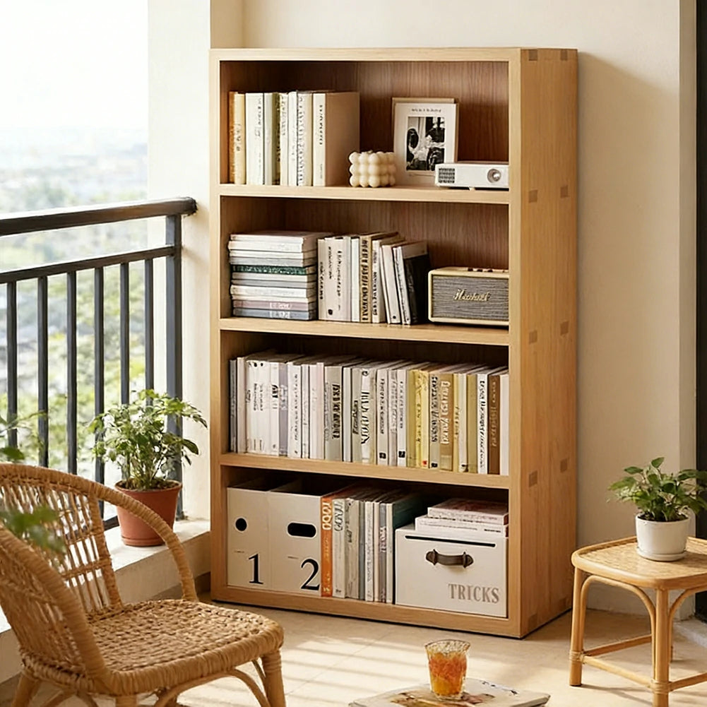 LIVARA Solid Wood 4/5-Tier Bookshelf - Large Capacity Vertical Storage, Sturdy Open Shelving for Home & Office - Natural Wood