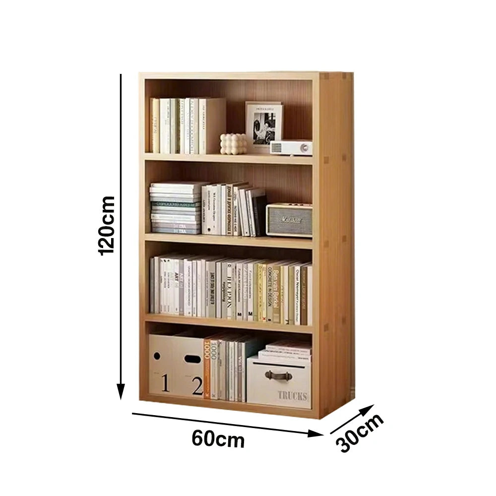 LIVARA Solid Wood 4/5-Tier Bookshelf - Large Capacity Vertical Storage, Sturdy Open Shelving for Home & Office - Natural Wood