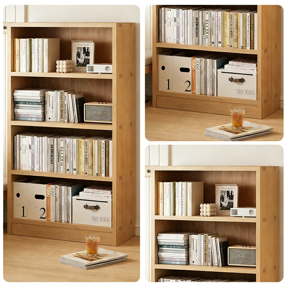 LIVARA Solid Wood 4/5-Tier Bookshelf - Large Capacity Vertical Storage, Sturdy Open Shelving for Home & Office - Natural Wood