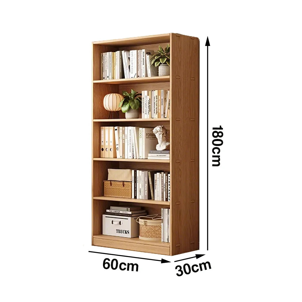 LIVARA Solid Wood 4/5-Tier Bookshelf - Large Capacity Vertical Storage, Sturdy Open Shelving for Home & Office - Natural Wood