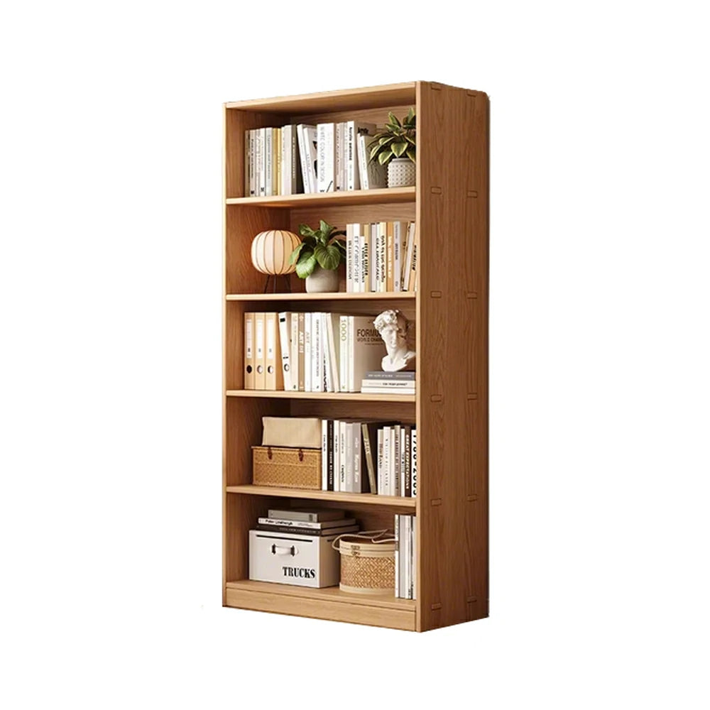 LIVARA Solid Wood 4/5-Tier Bookshelf - Large Capacity Vertical Storage, Sturdy Open Shelving for Home & Office - Natural Wood