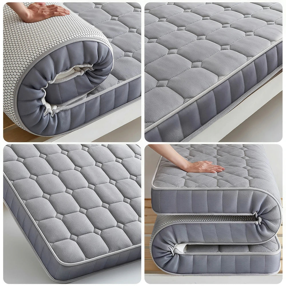 LIVARA Latex Memory Foam Mattress 120/150/180cm - 5.5cm Thick, Resilient Support, Breathable Cotton Cover, Antibacterial Milk Silk, Non-Slip Base - Grey