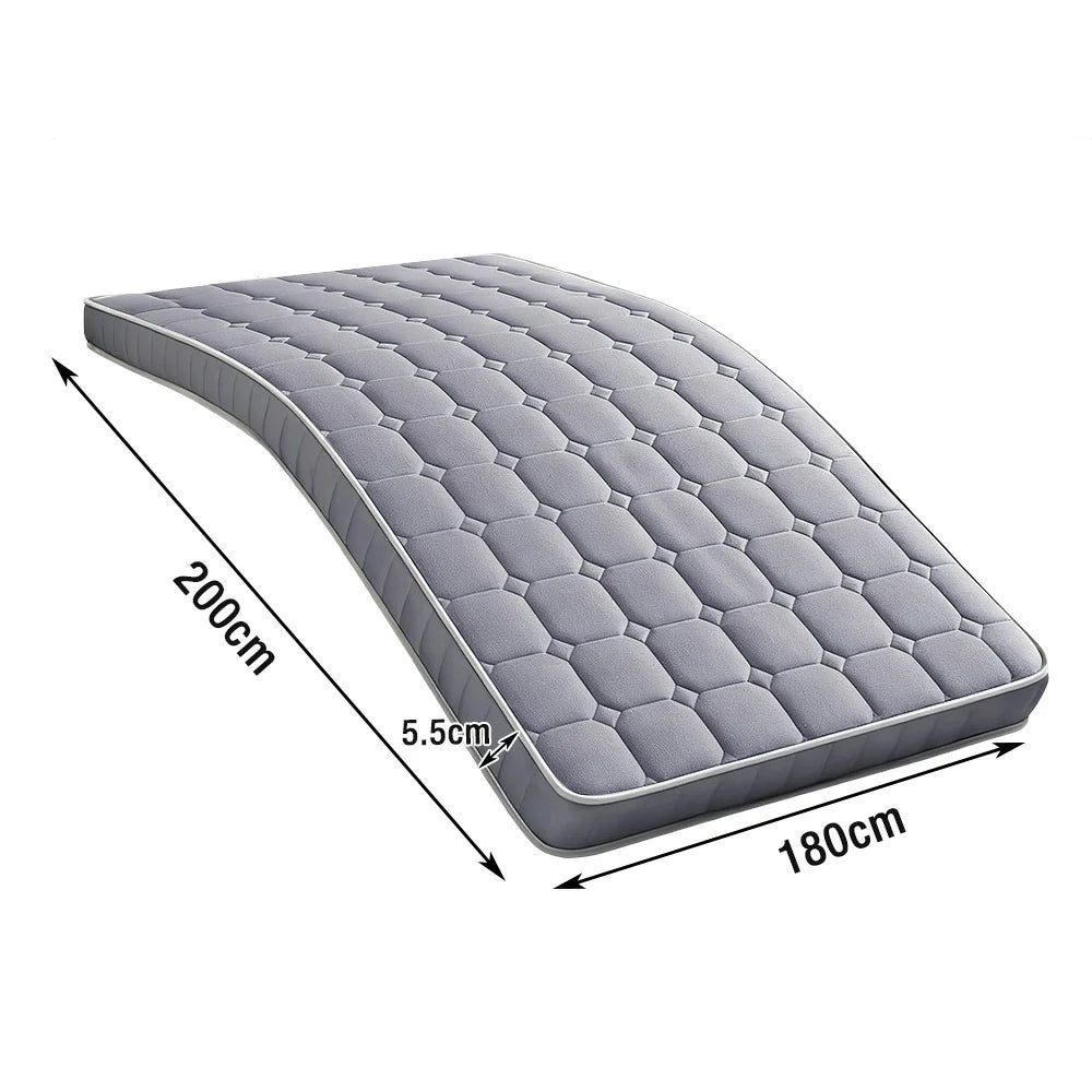 LIVARA Latex Memory Foam Mattress 120/150/180cm - 5.5cm Thick, Resilient Support, Breathable Cotton Cover, Antibacterial Milk Silk, Non-Slip Base - Grey