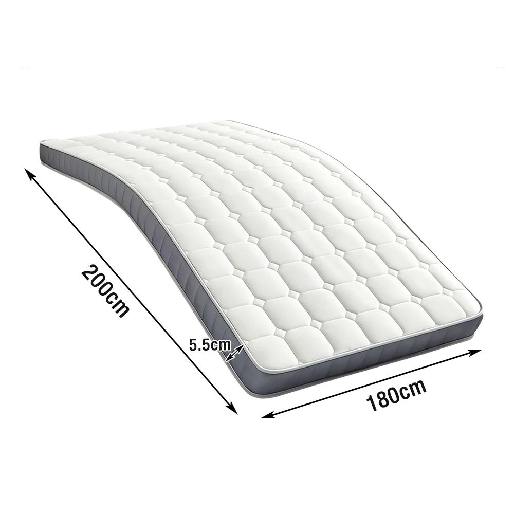 LIVARA Latex Memory Foam Mattress 120/150/180cm - 5.5cm Thick, Resilient Support, Breathable Cotton Cover, Antibacterial Milk Silk, Non-Slip Base - White