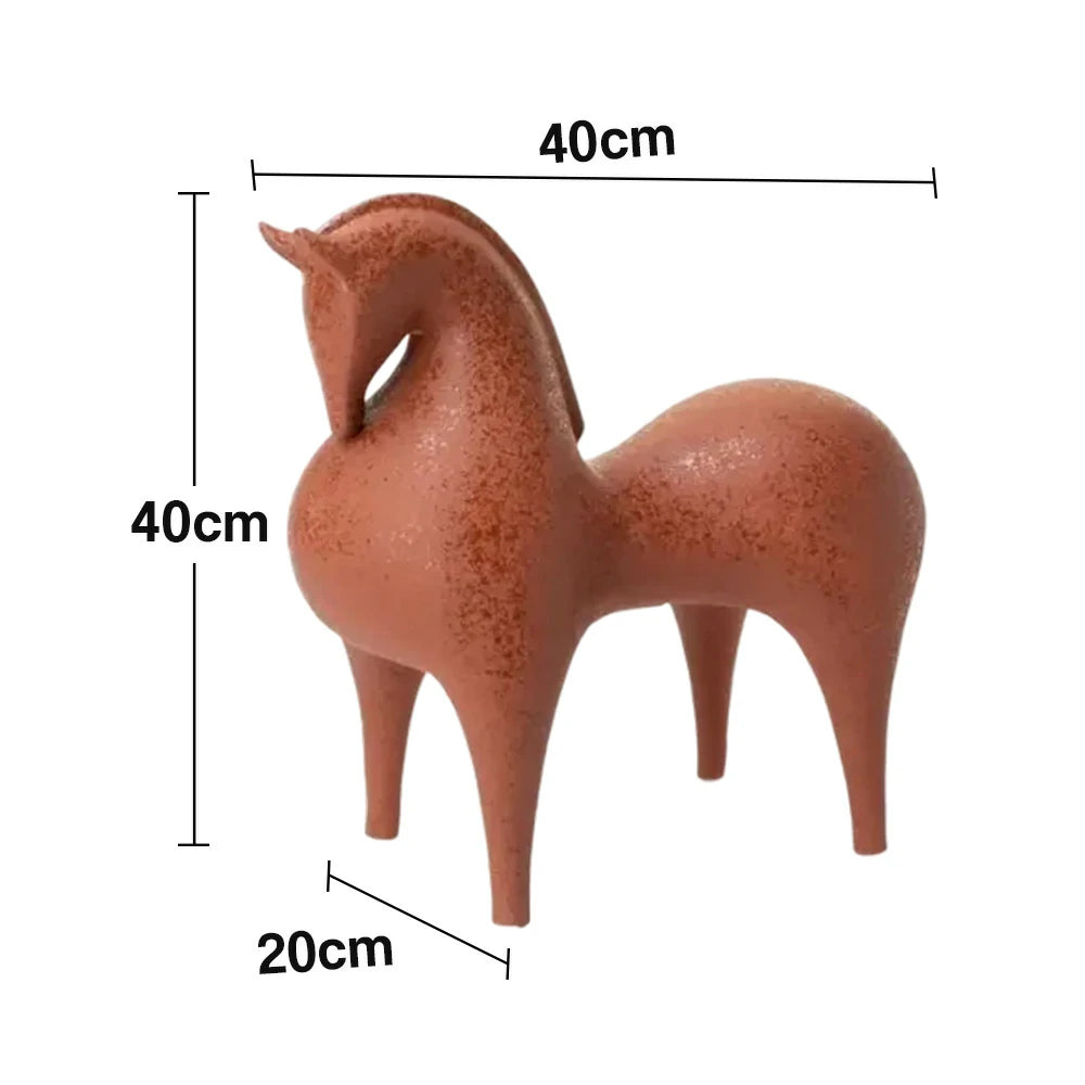 LIVARA Red Horse Ceramic Sculpture Handcrafted Stone-Like Texture Polished Glaze Artistic Design for Modern Spaces