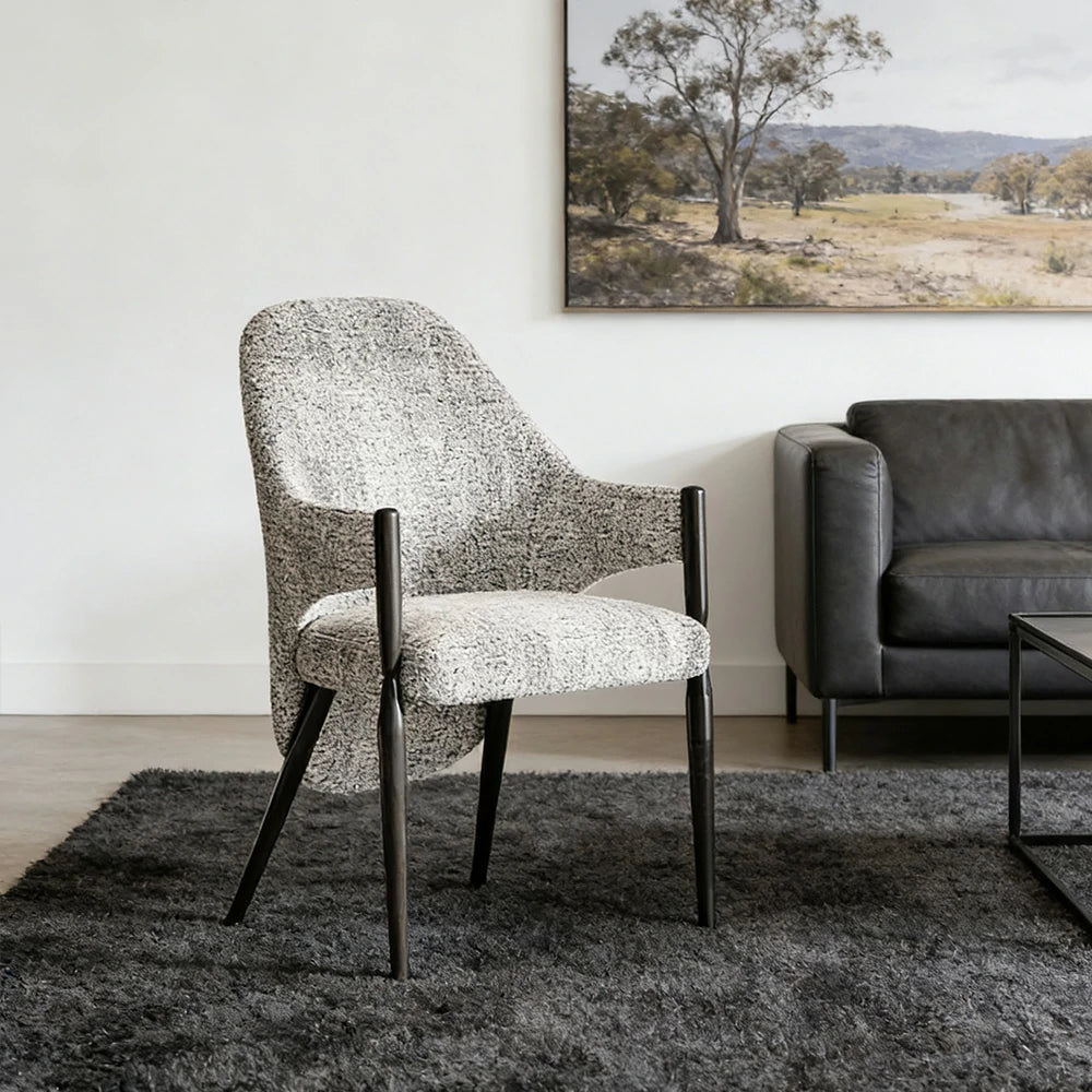 LIVARA Armchair Curved Design High-Resilience Foam Black Titanium Stainless Steel Frame Comfortable Seat - Grey