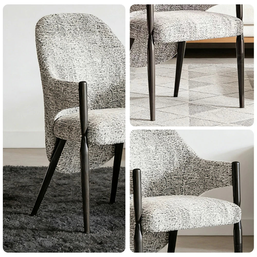 LIVARA Armchair Curved Design High-Resilience Foam Black Titanium Stainless Steel Frame Comfortable Seat - Grey