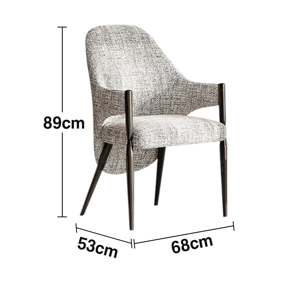 LIVARA Armchair Curved Design High-Resilience Foam Black Titanium Stainless Steel Frame Comfortable Seat - Grey