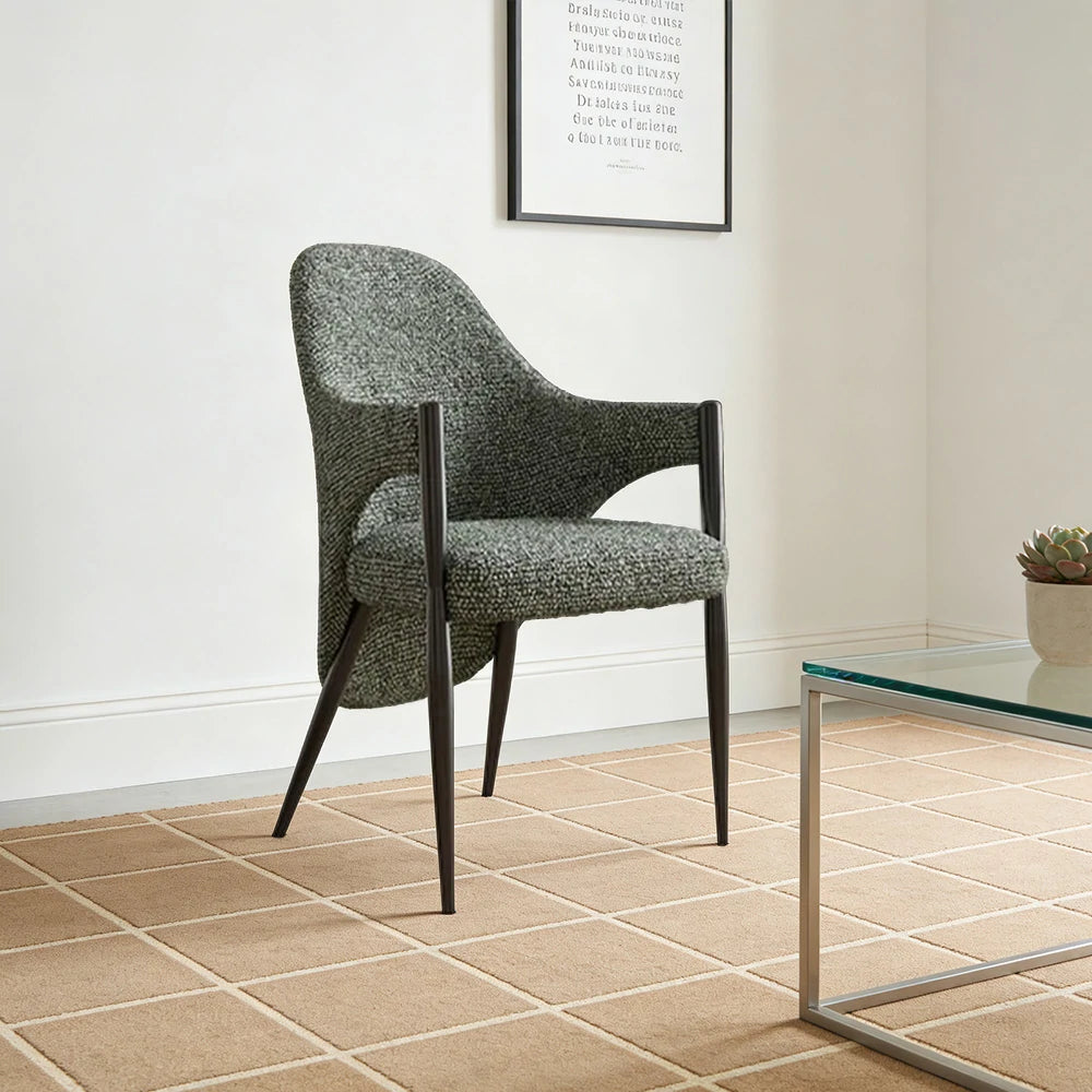 LIVARA Armchair Curved Design High-Resilience Foam Black Titanium Stainless Steel Frame Comfortable Seat - Green