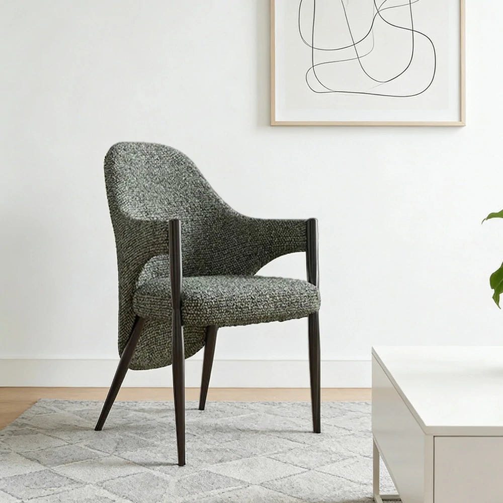 LIVARA Armchair Curved Design High-Resilience Foam Black Titanium Stainless Steel Frame Comfortable Seat - Green