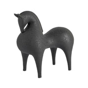 LIVARA Black Horse Ceramic Sculpture Handcrafted Stone-Like Texture Polished Glaze Artistic Design for Modern Spaces