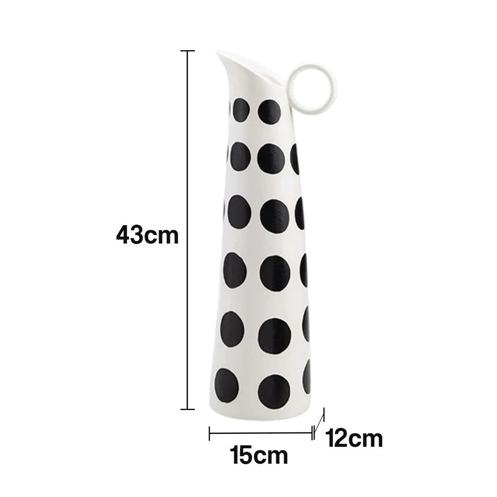 LIVARA Ceramic Decorative Ornament Small-Handle Vase Form Matte Ceramic Handcrafted Stone-Texture Finish