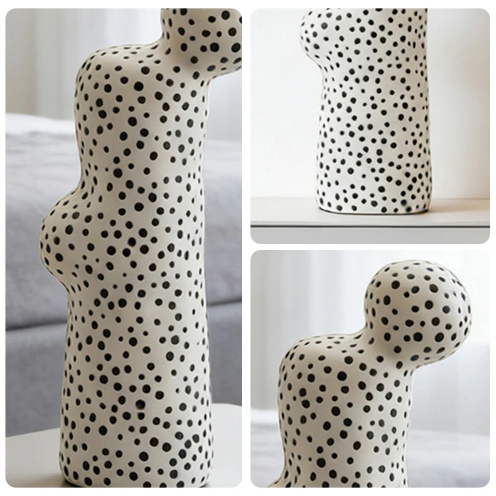 LIVARA Ceramic Decorative Ornament Artistic Display Polka Dot White Finish Matte Ceramic Handcrafted Stone-Texture Design