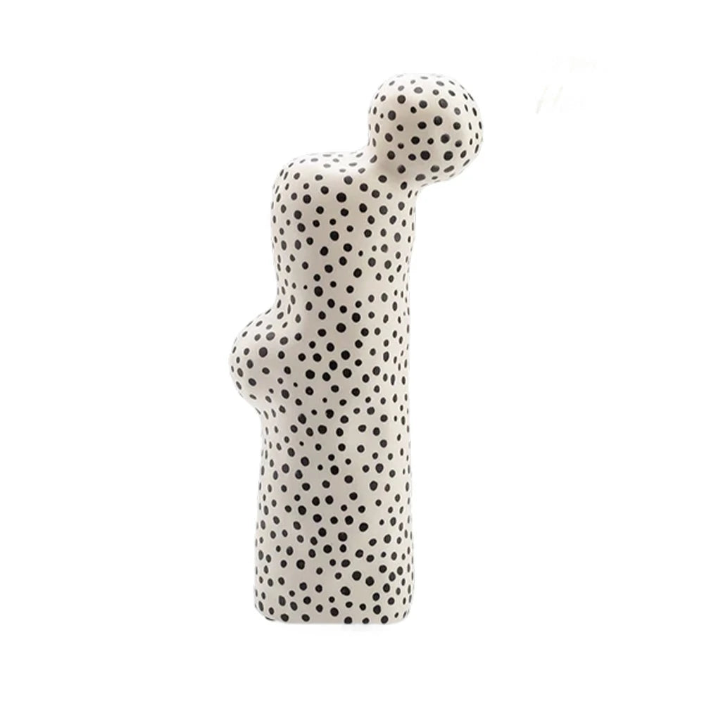 LIVARA Ceramic Decorative Ornament Artistic Display Polka Dot White Finish Matte Ceramic Handcrafted Stone-Texture Design