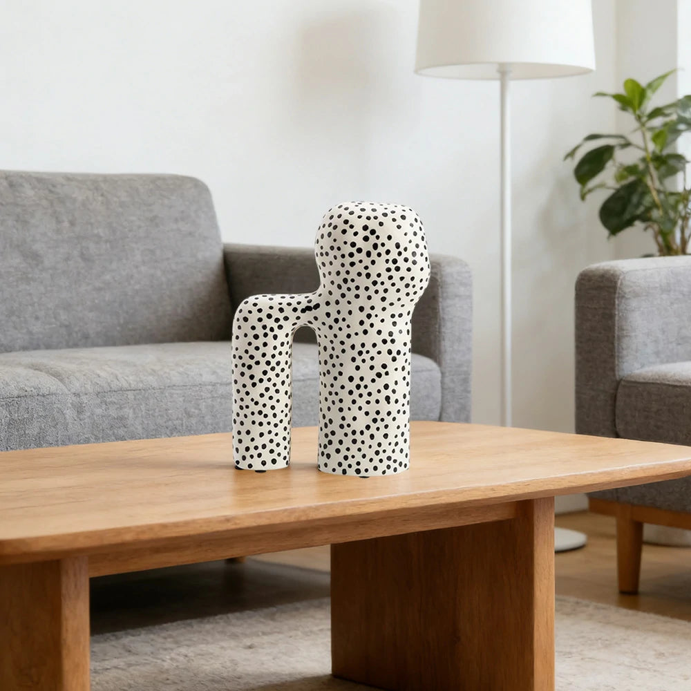 LIVARA Ceramic Decorative Ornament Light Art Sculpture Modern Artistic Display Matte Ceramic Handcrafted Stone-Texture Design - White