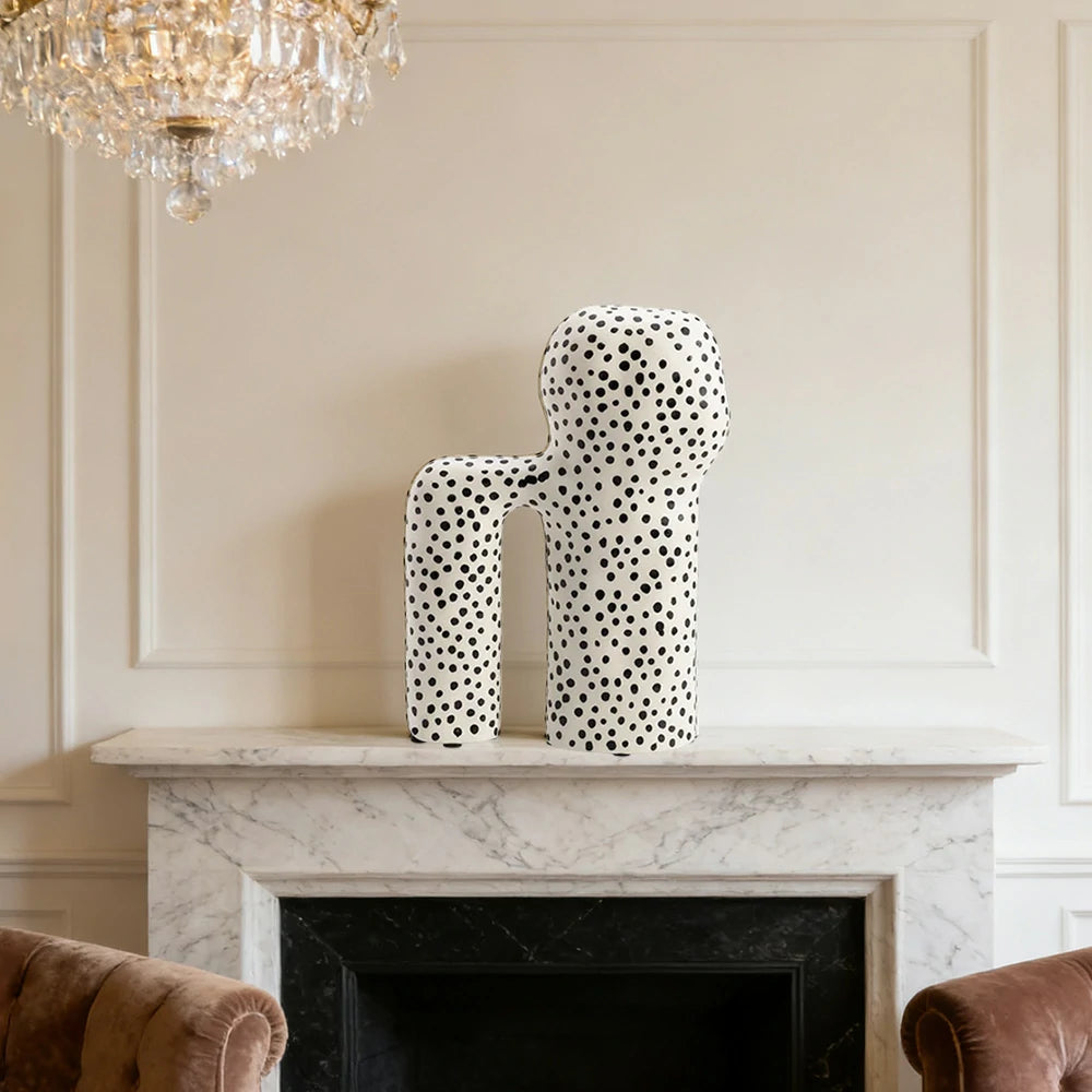 LIVARA Ceramic Decorative Ornament Light Art Sculpture Modern Artistic Display Matte Ceramic Handcrafted Stone-Texture Design - White