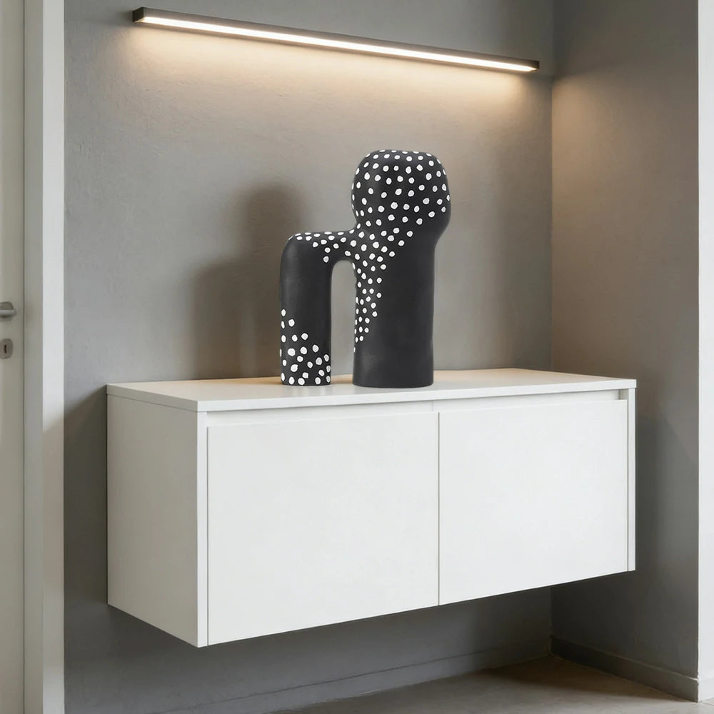 LIVARA Ceramic Decorative Ornament Light Art Sculpture Modern Artistic Display Matte Ceramic Handcrafted Stone-Texture Design - Black