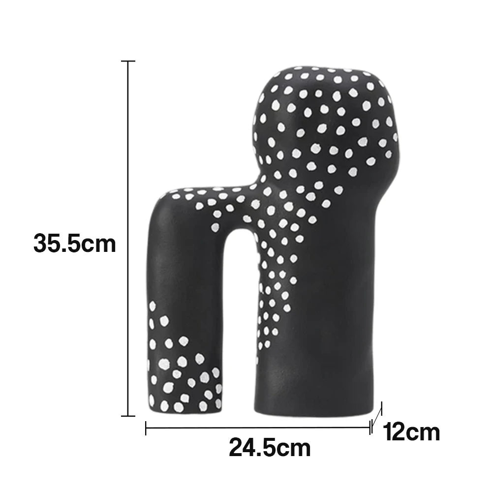 LIVARA Ceramic Decorative Ornament Light Art Sculpture Modern Artistic Display Matte Ceramic Handcrafted Stone-Texture Design - Black