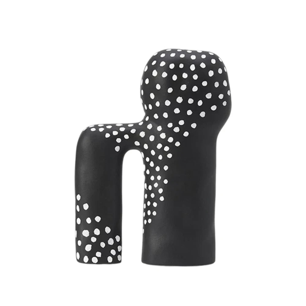 LIVARA Ceramic Decorative Ornament Light Art Sculpture Modern Artistic Display Matte Ceramic Handcrafted Stone-Texture Design - Black